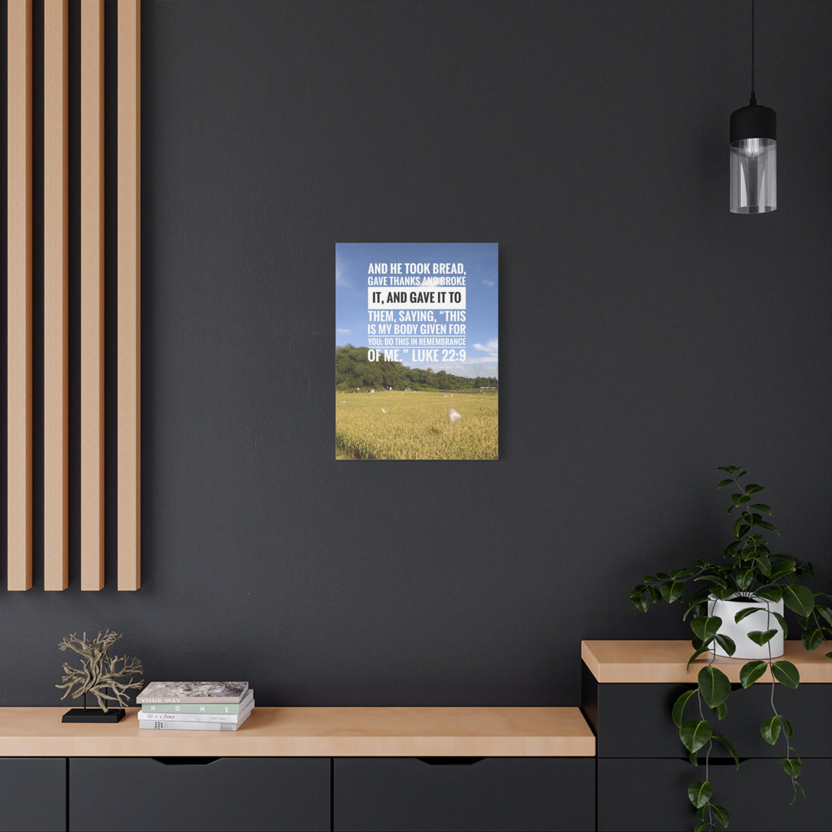 Scripture Canvas Gave Thanks Luke 22:9 Christian Wall Art Bible Verse Print Ready to Hang