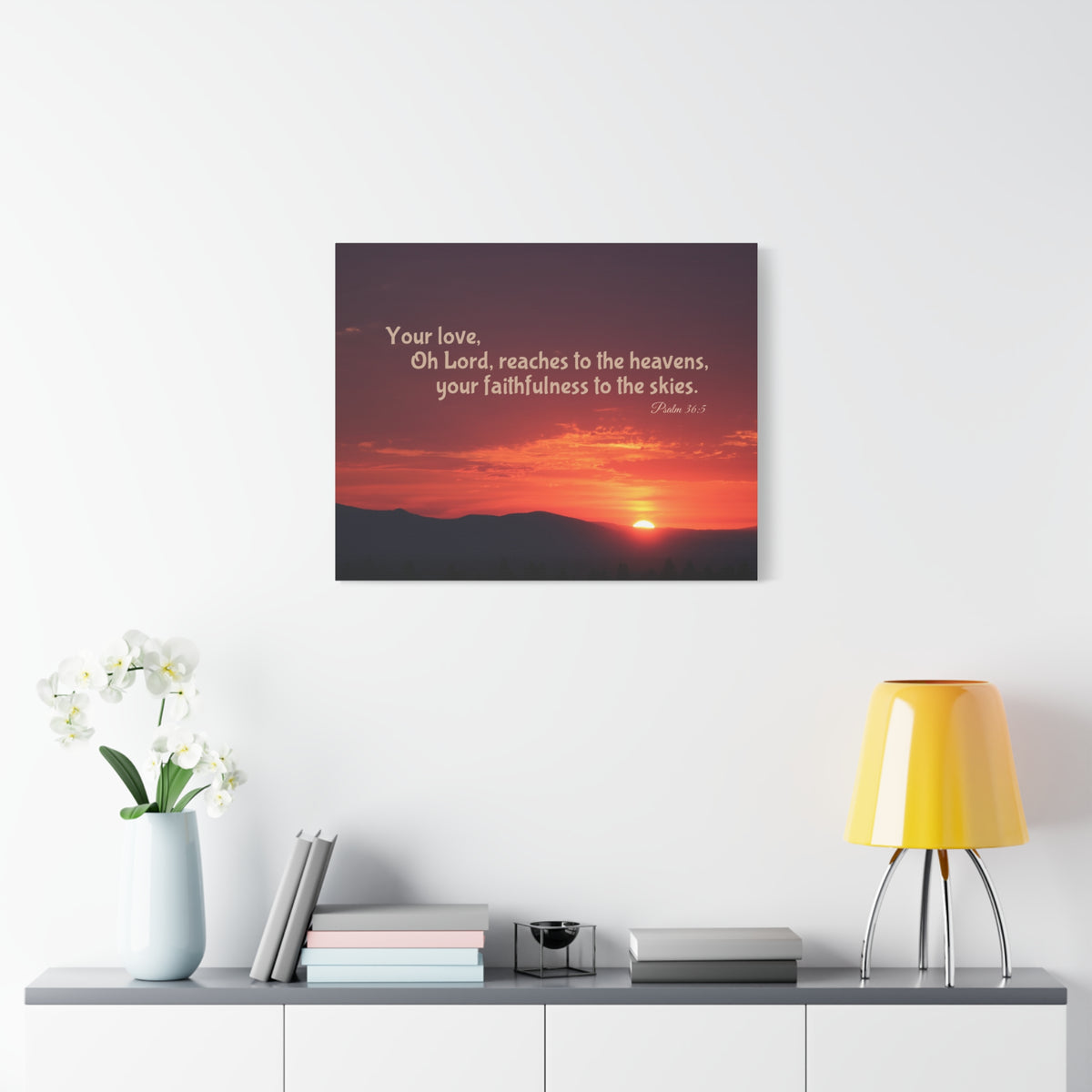 Scripture Canvas Reaches To The Heavens Psalm 36:5 Christian Wall Art Bible Verse Print Ready to Hang