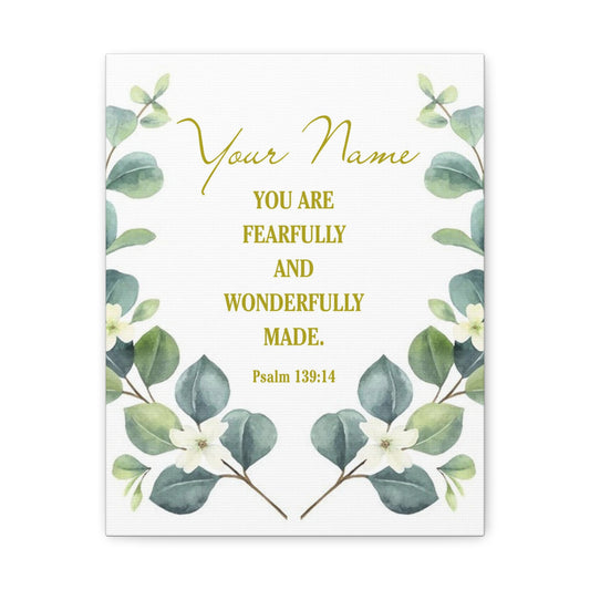 Personalized Psalm 139:14 Bible Verse Canvas Christian Wall Art Ready to Hang