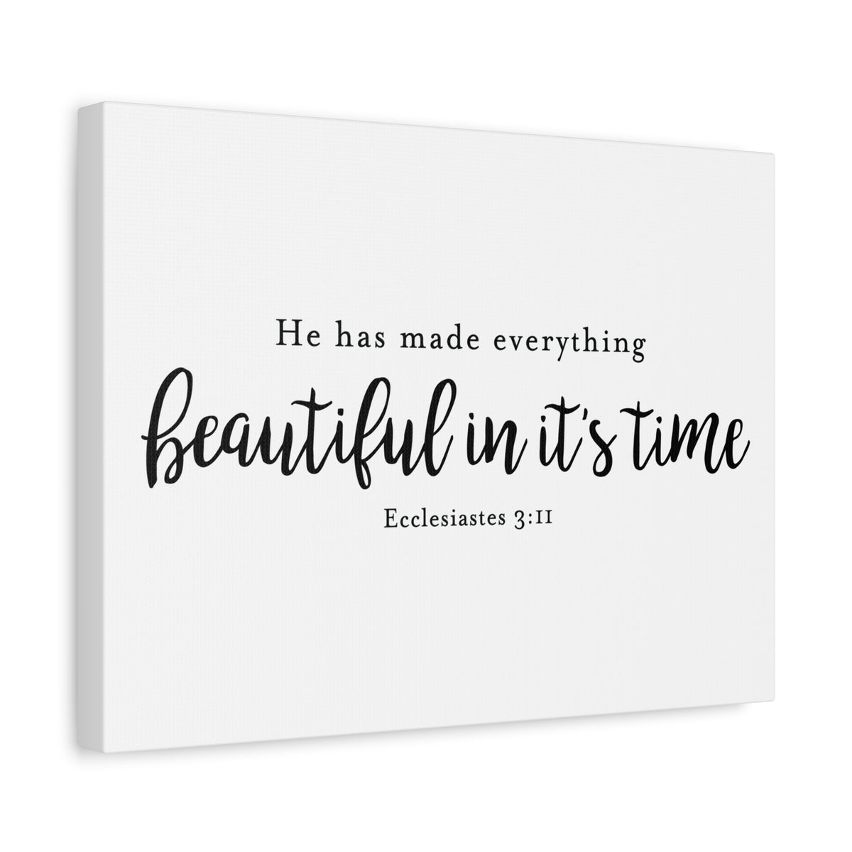 Scripture Canvas Beautiful In It's Time Ecclesiastes 3:11 Christian Wall Art Bible Verse Print Ready to Hang