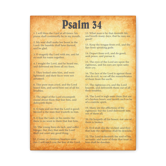 Scripture Walls Psalm 34 Gold Bible Chapter Canvas Christian Wall Art Ready to Hang