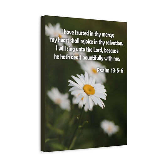 Scripture Canvas Rejoice in Thy Salvation Psalm 13:5-6 Christian Wall Art Bible Verse Print Ready to Hang