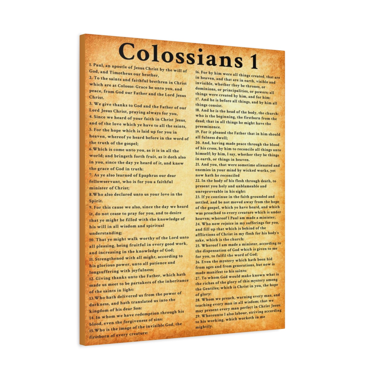 Scripture Walls Colossians 1 Gold Bible Verse Canvas Christian Wall Art Ready to Hang Unframed