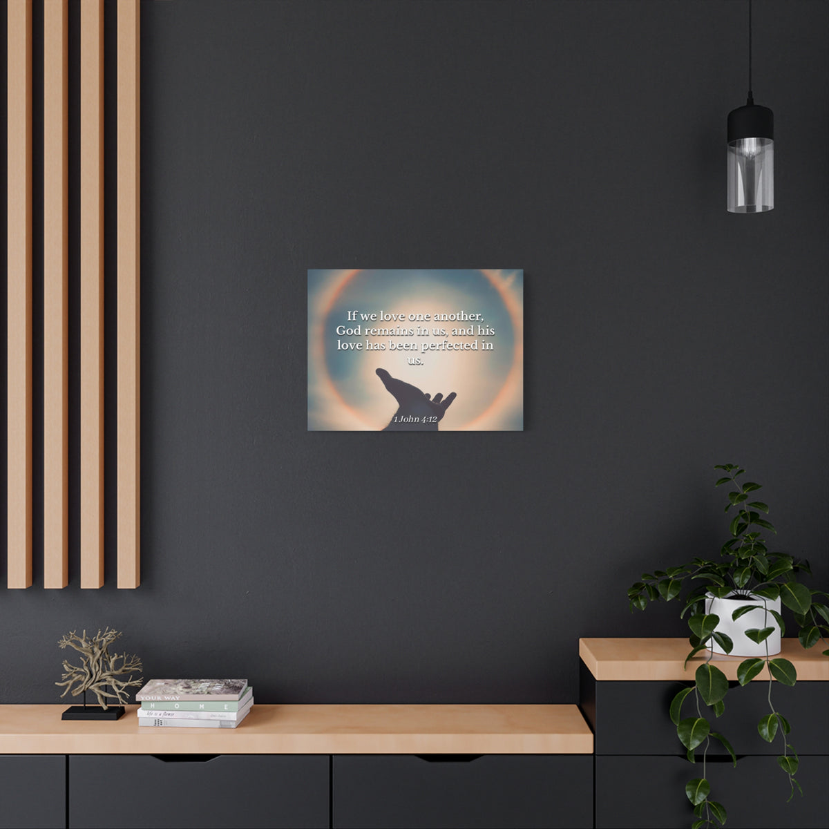 Scripture Canvas Love Is Perfect 1 John 4:12 Christian Wall Art Bible Verse Print Ready to Hang