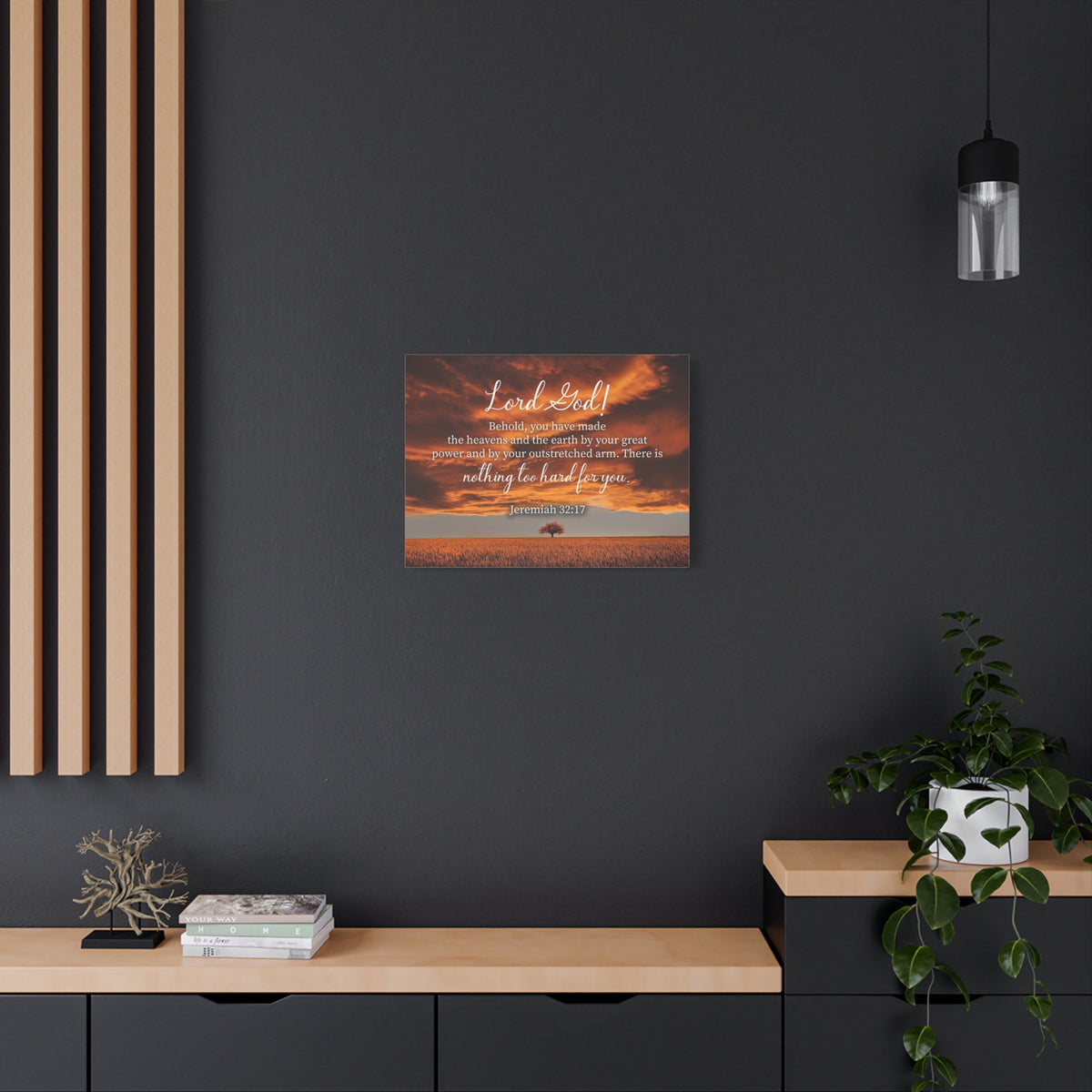 Scripture Canvas Great Power Jeremiah 32:17 Christian Wall Art Bible Verse Print Ready to Hang