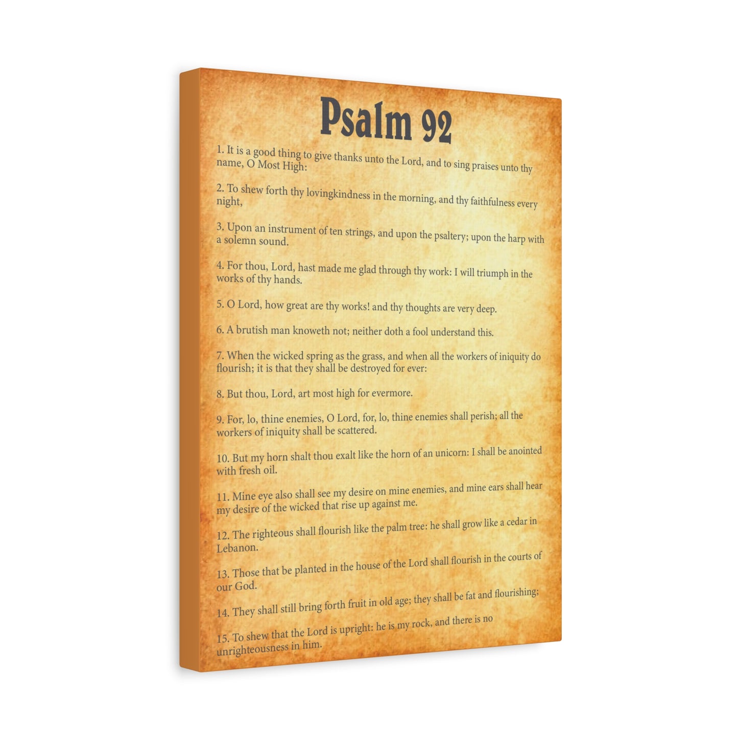 Scripture Walls Psalm 92 Gold Bible Chapter Canvas Christian Wall Art Ready to Hang Unframed