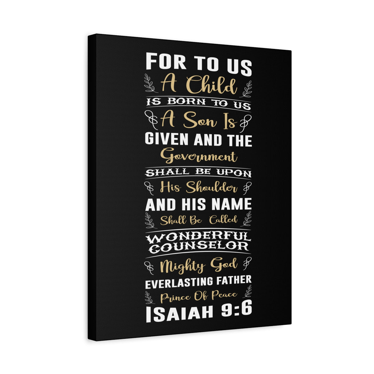 Scripture Canvas Wonderful Isaiah 9:6 Christian Wall Art Bible Verse Print Ready to Hang