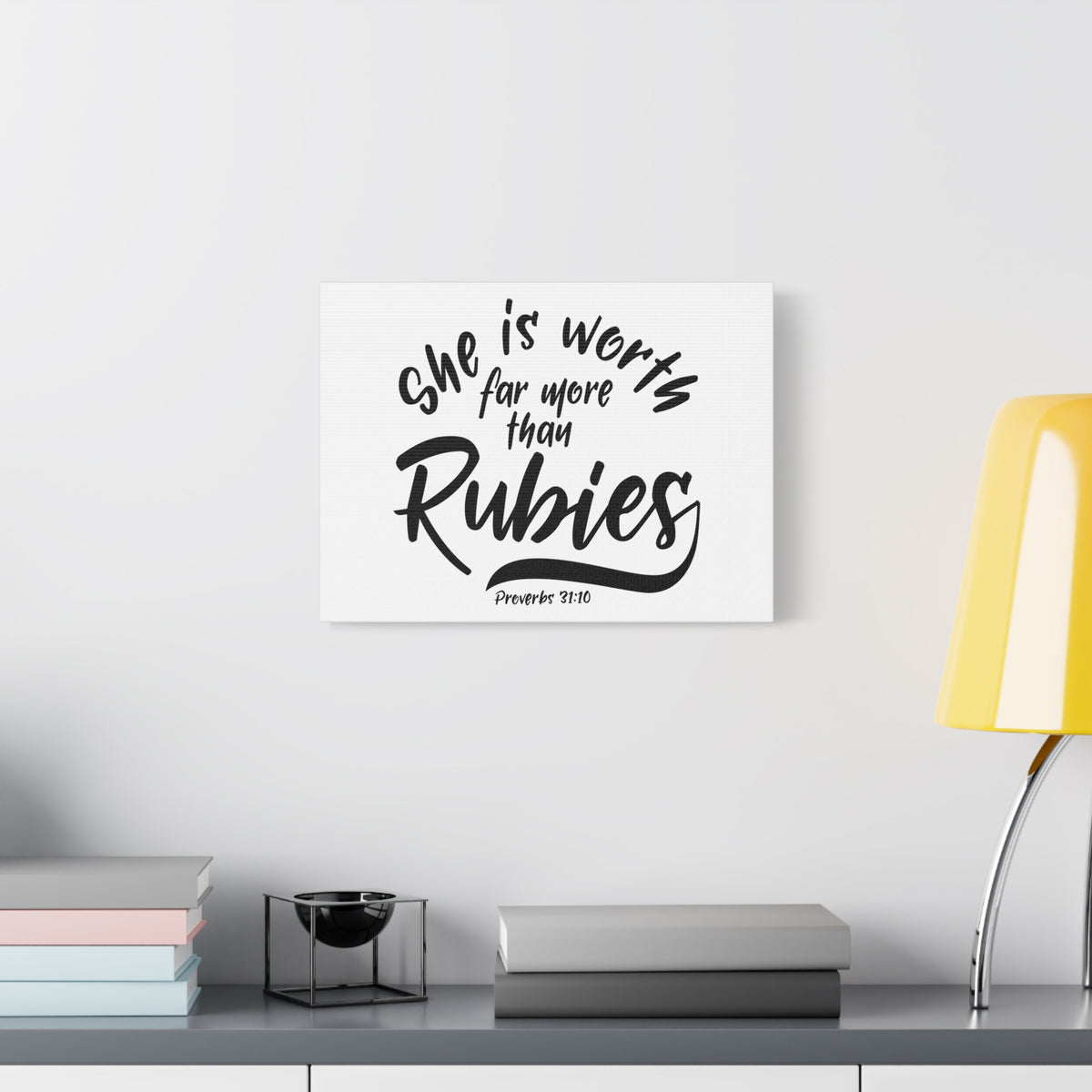 Scripture Canvas More Than Rubies Proverbs 31:10 Christian Wall Art Bible Verse Print Ready to Hang