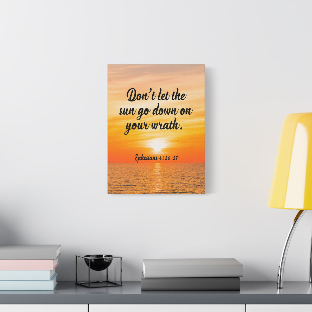 Scripture Canvas Don't Let The Sun Go Down Ephesians 4:26-27 Christian Wall Art Bible Verse Print Ready to Hang