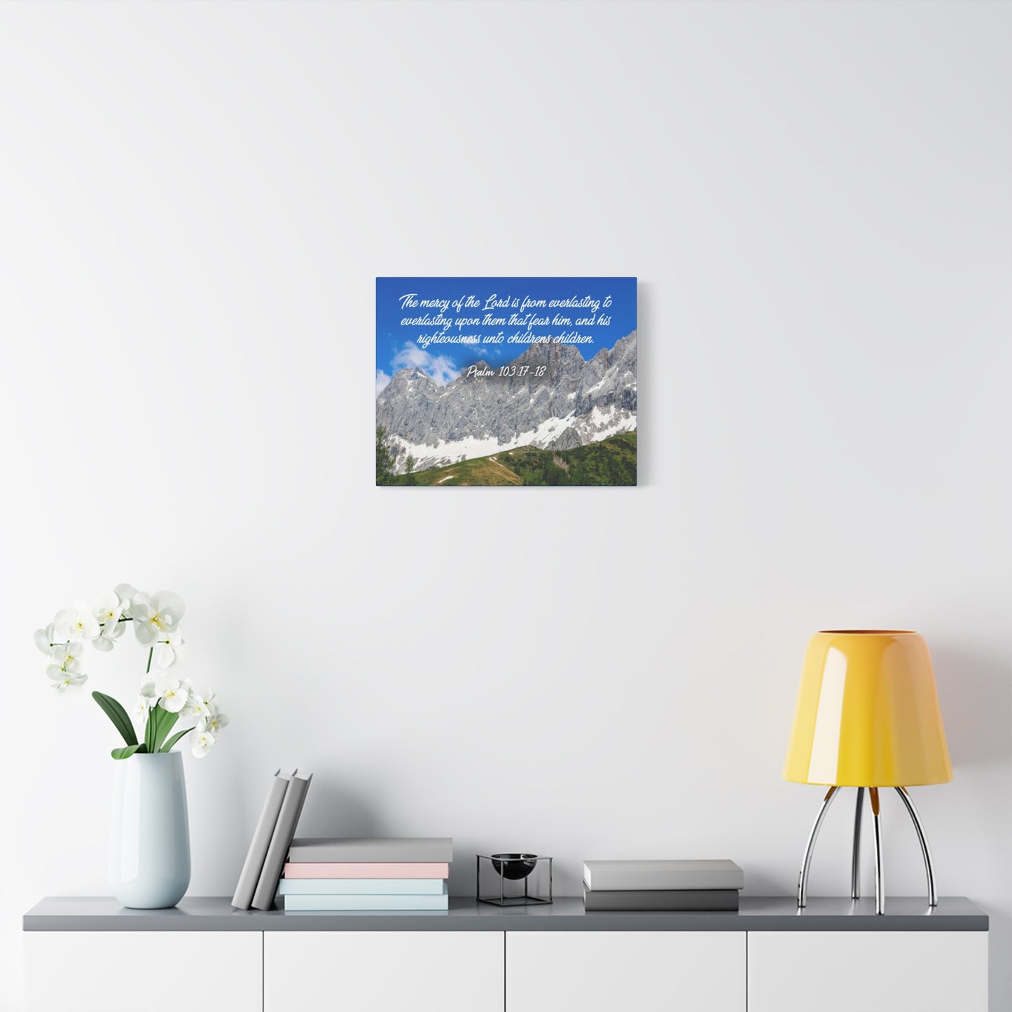 Scripture Canvas The Mercy of The Lord Psalm 103:17-18 Christian Wall Art Bible Verse Print Ready to Hang