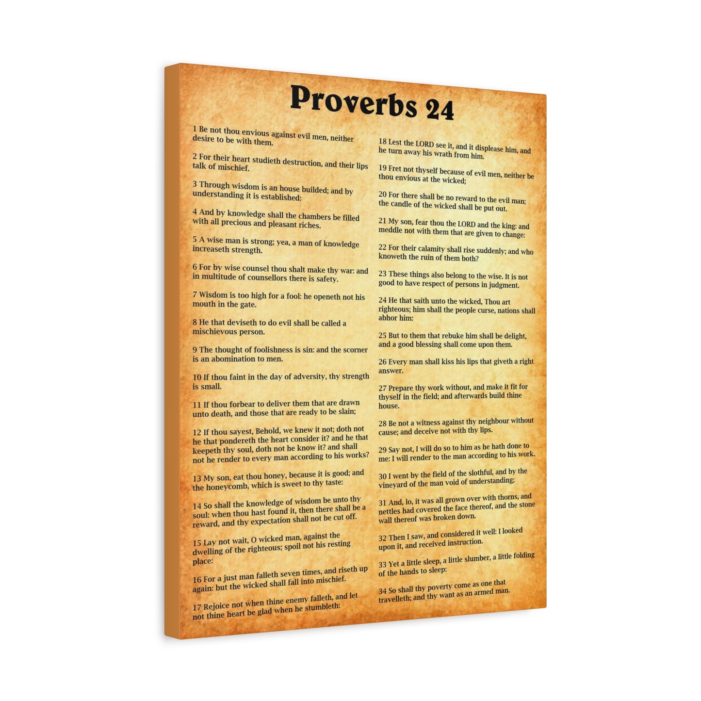 Scripture Walls Proverbs Chapter 24 Gold Bible Canvas Christian Wall Art Ready to Hang Unframed