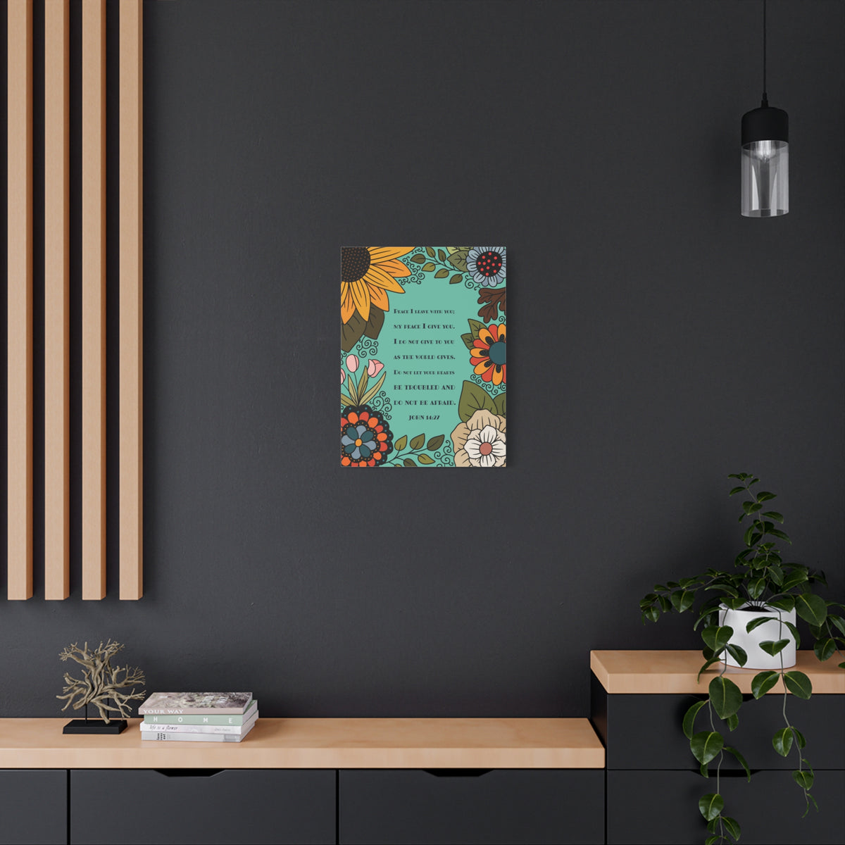 Scripture Canvas Peace I Live With You John 14:27 Christian Wall Art Bible Verse Print Ready to Hang