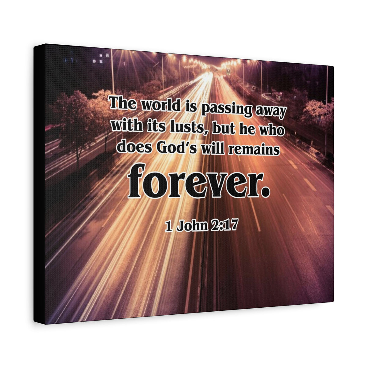 Scripture Canvas Forever 1 John 2:17 Christian Wall Art Bible Verse Print Ready to Hang