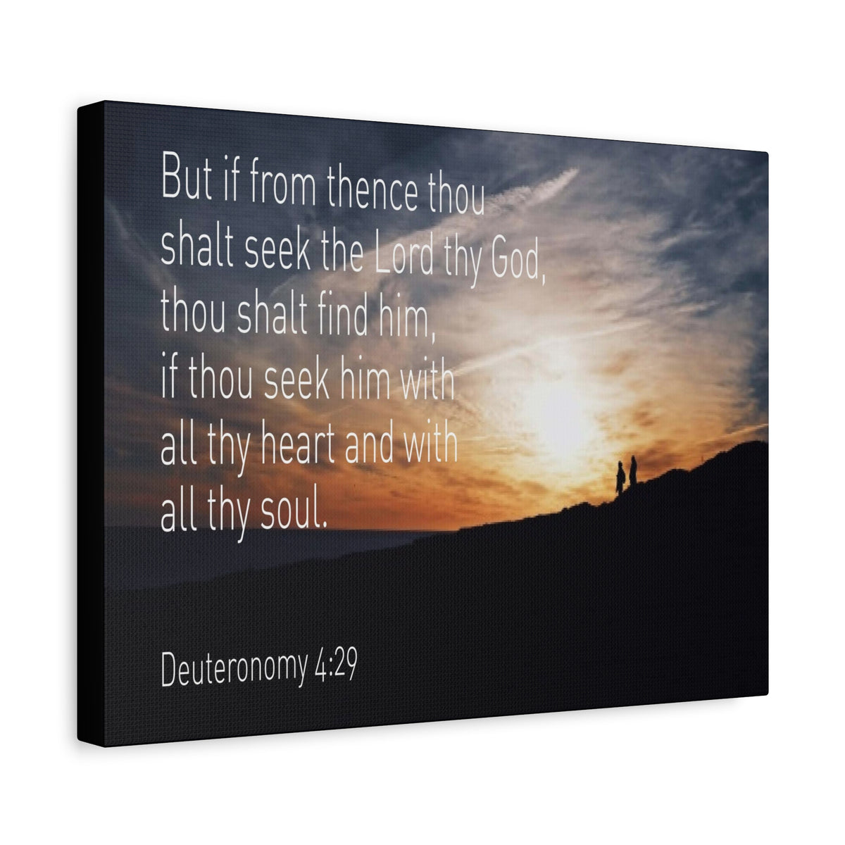 Scripture Canvas Lord Thy God Deuteronomy 4:29 Christian Wall Art Bible Verse Print Ready to Hang