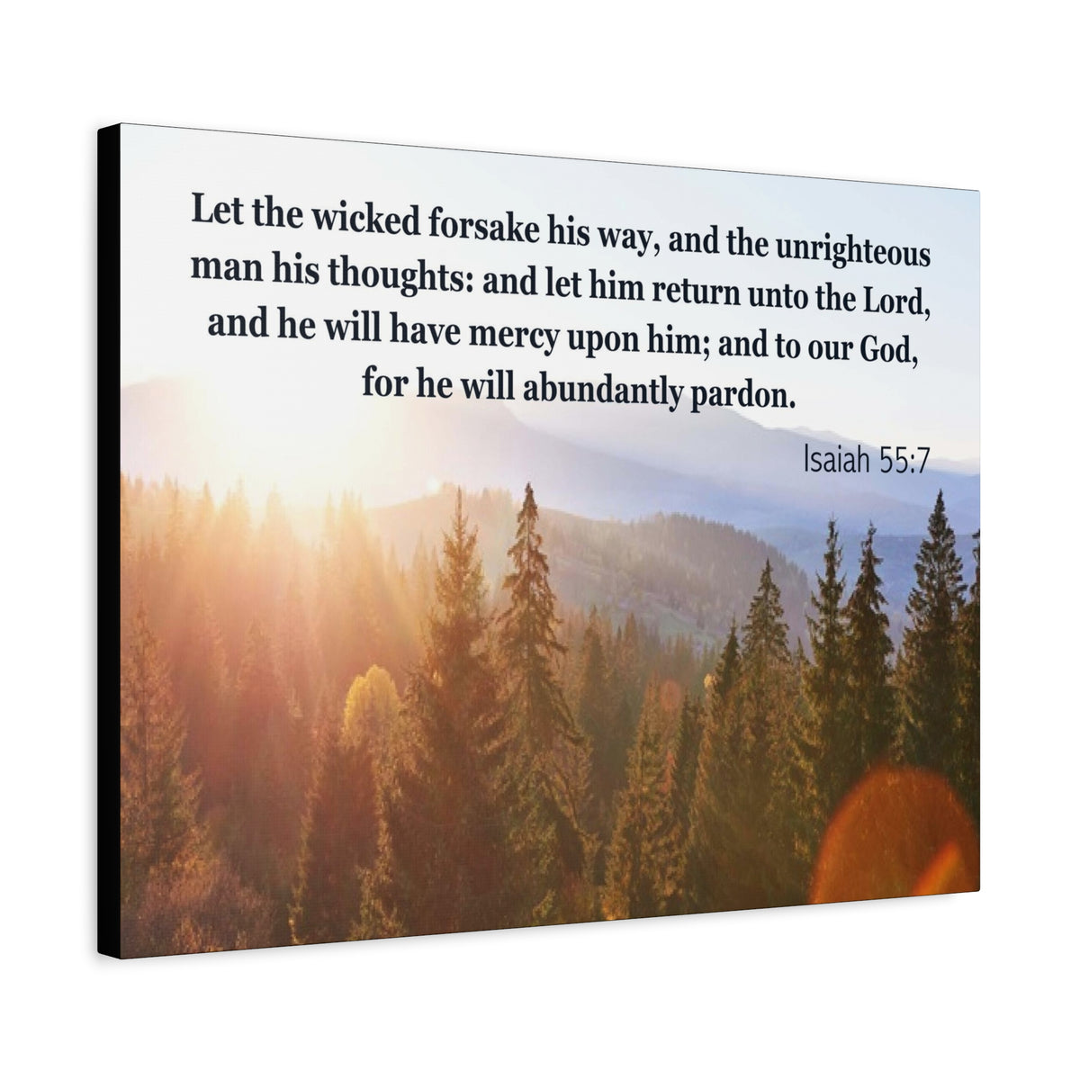 Scripture Canvas Abundantly Pardon Isaiah 55:7 Christian Wall Art Bible Verse Print Ready to Hang