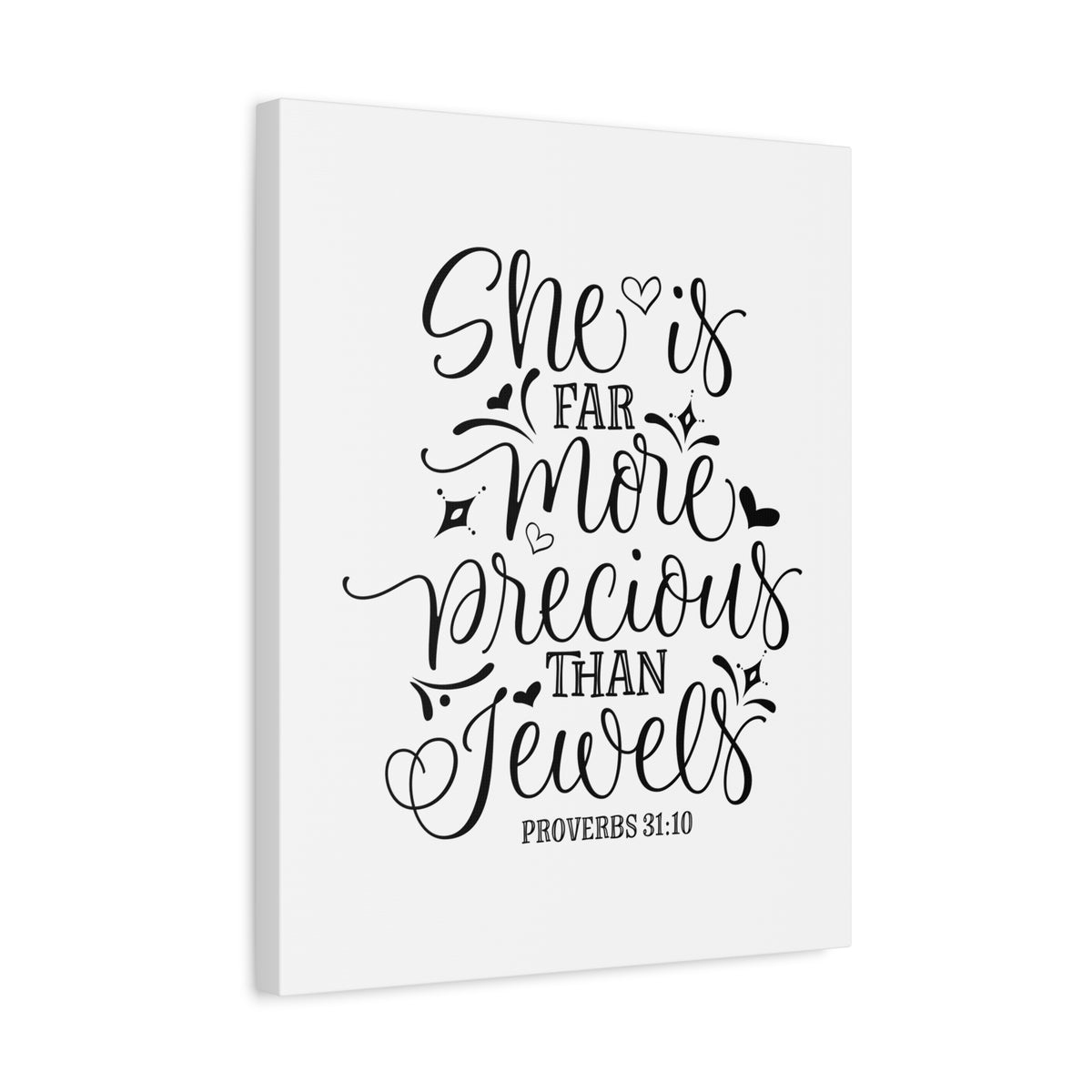 Scripture Canvas More Precious Than Jewels Proverbs 31:10 Christian Wall Art Bible Verse Print Ready to Hang