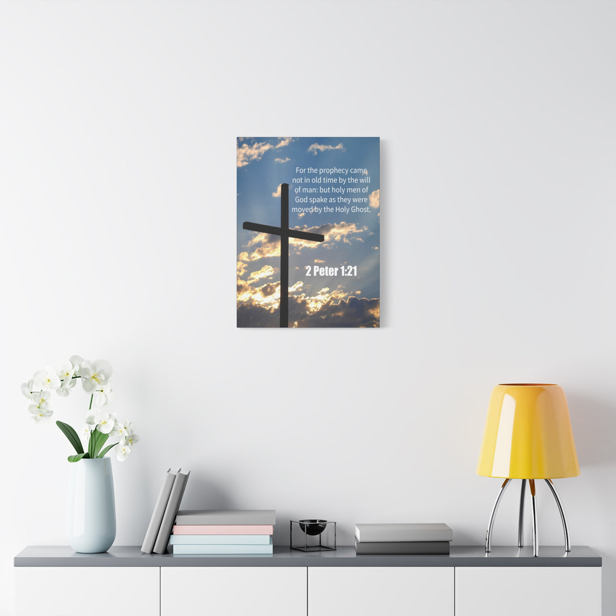 Scripture Canvas God Spake 2 Peter 1:21 Christian Wall Art Bible Verse Print Ready to Hang