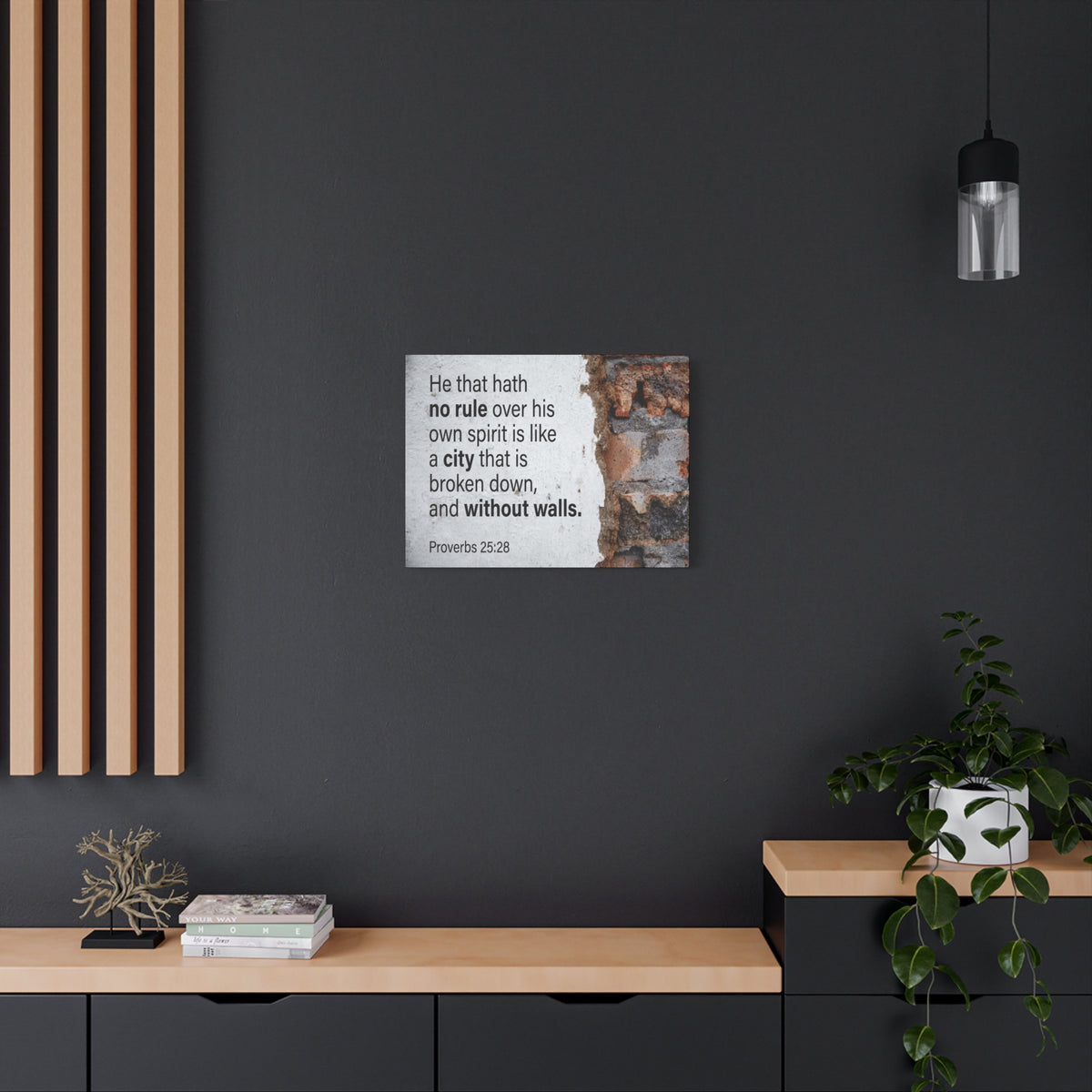 Scripture Canvas No Rule Without Walls Proverbs 25:28 Christian Wall Art Bible Verse Print Ready to Hang