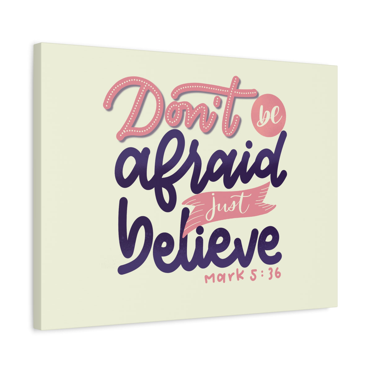 Scripture Canvas Just Believe Mark 5:36 Christian Wall Art Bible Verse Print Ready to Hang