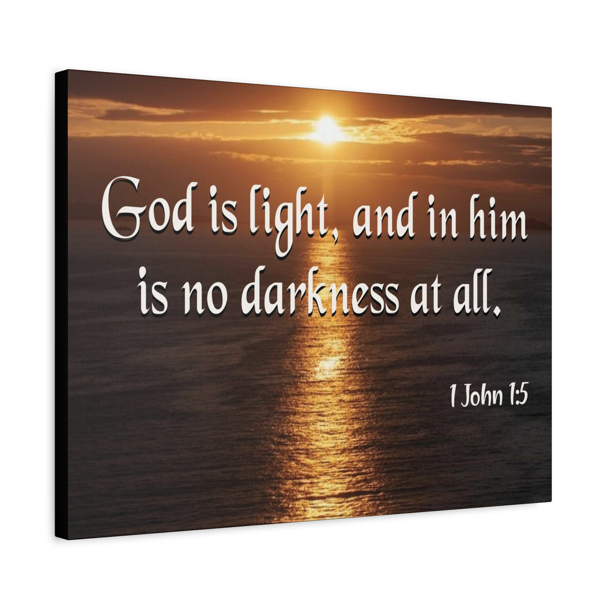 Scripture Canvas God is Light 1 John 1:5 Christian Wall Art Bible Verse Print Ready to Hang