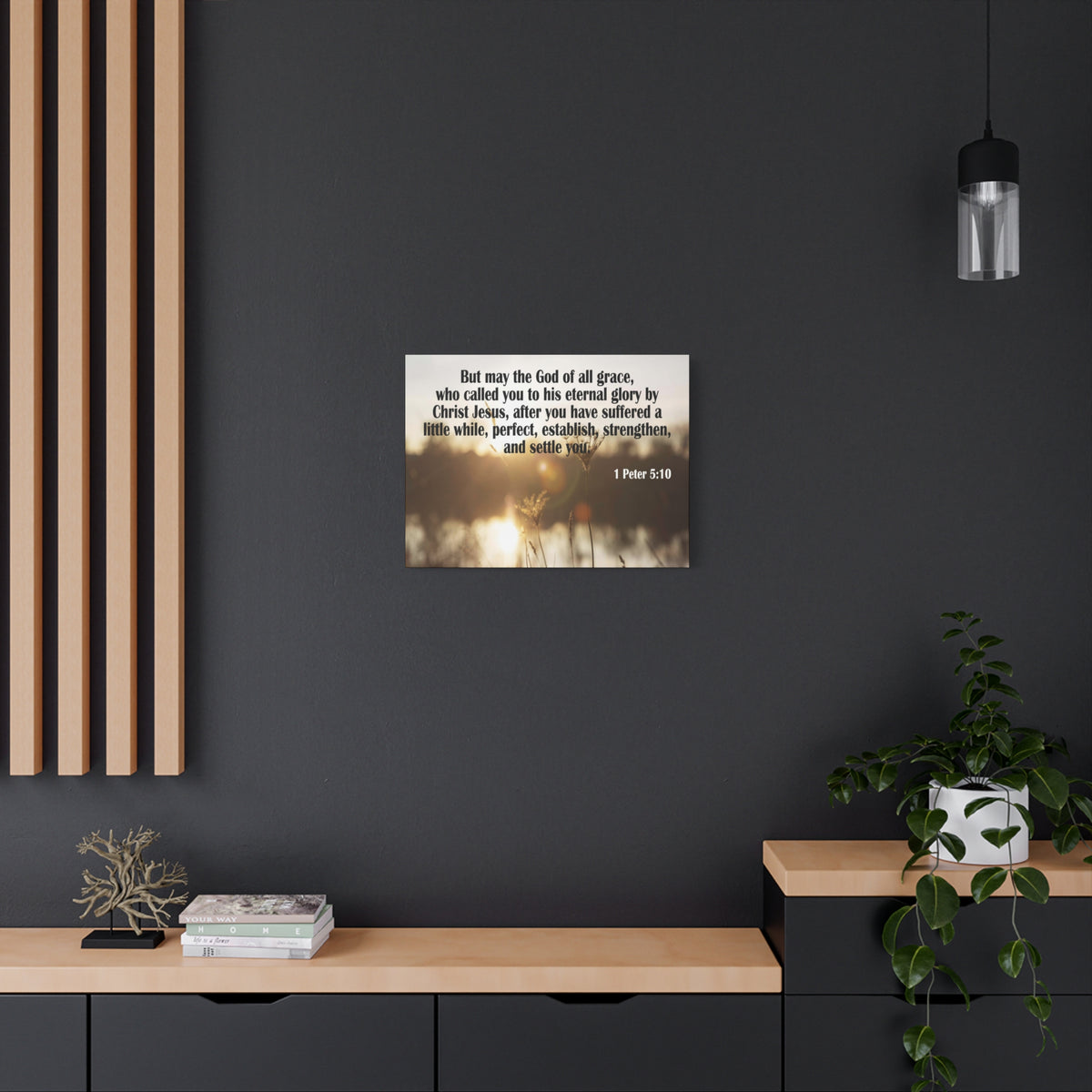 Scripture Canvas God of All Grace 1 Peter 5:10 Christian Wall Art Bible Verse Print Ready to Hang