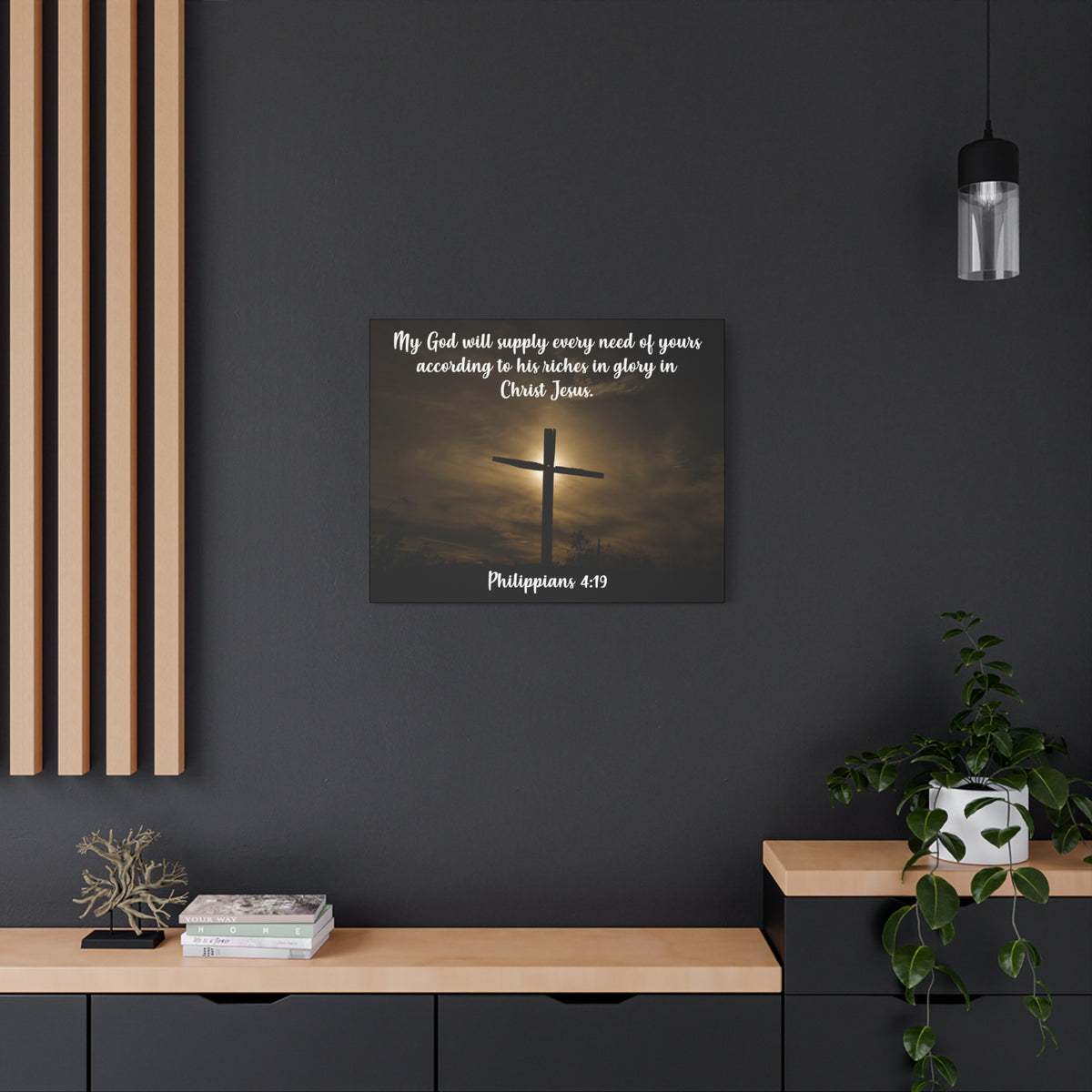 Scripture Canvas All Your Need Philippians 4:19 Christian Wall Art Bible Verse Print Ready to Hang