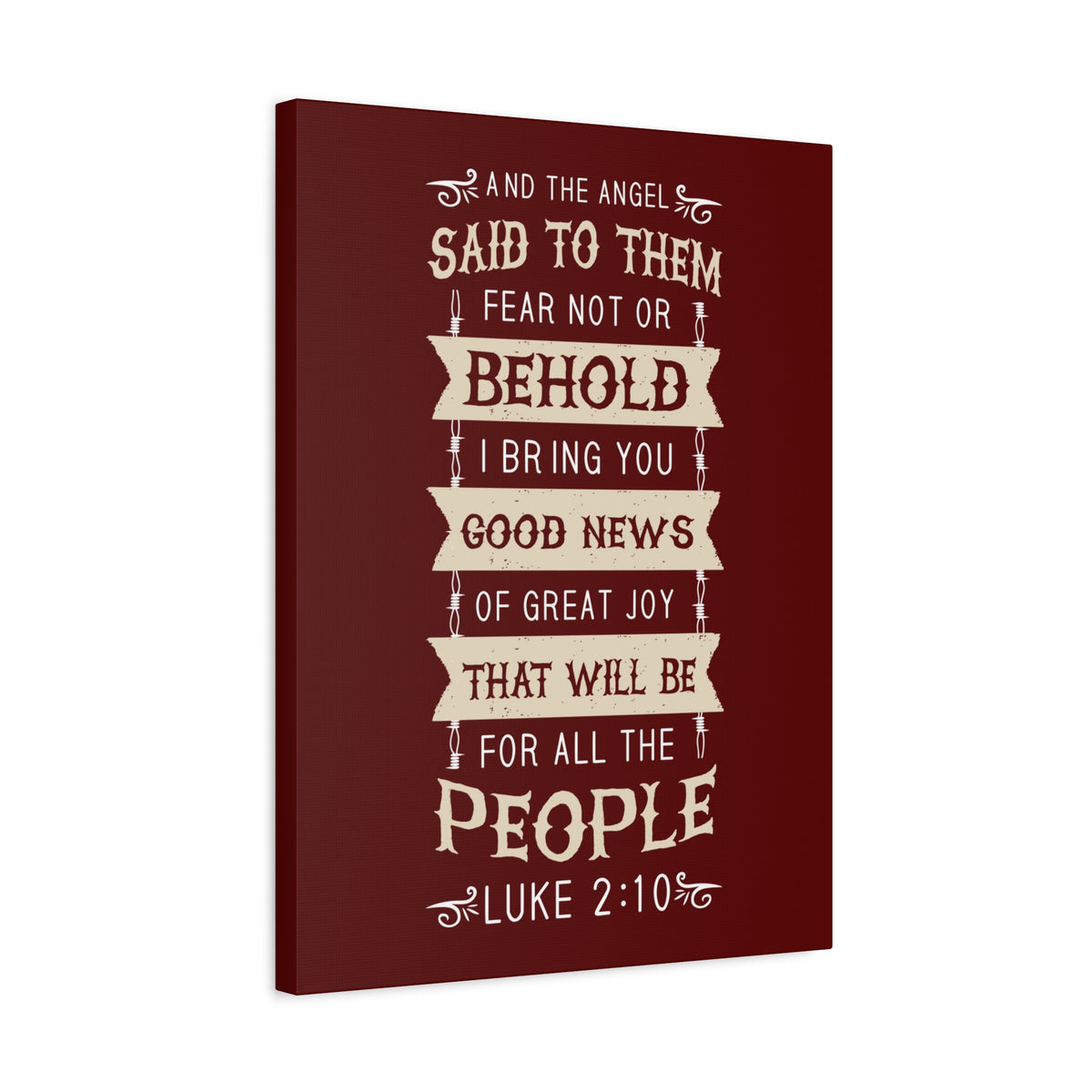 Scripture Canvas Great Joy Luke 2:10 Christian Wall Art Bible Verse Print Ready to Hang
