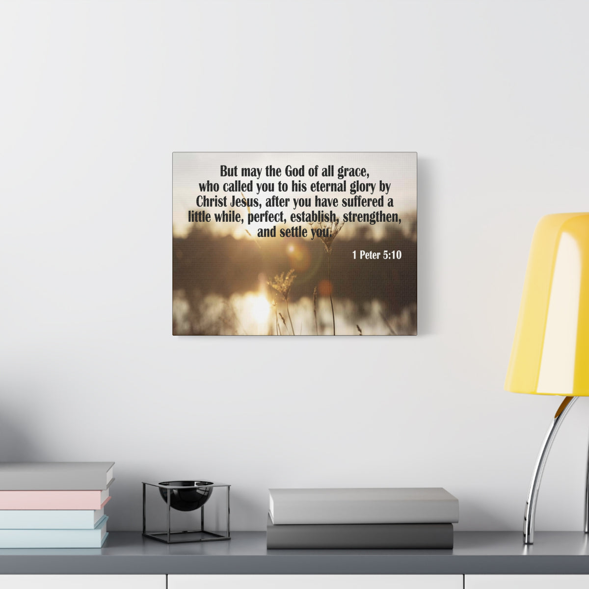 Scripture Canvas God of All Grace 1 Peter 5:10 Christian Wall Art Bible Verse Print Ready to Hang