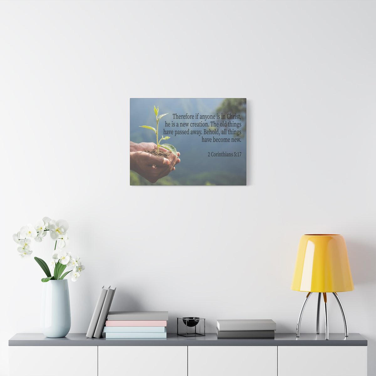 Scripture Canvas Anyone is a New Creation 2 Corinthians 5:17 Christian Wall Art Bible Verse Print Ready to Hang