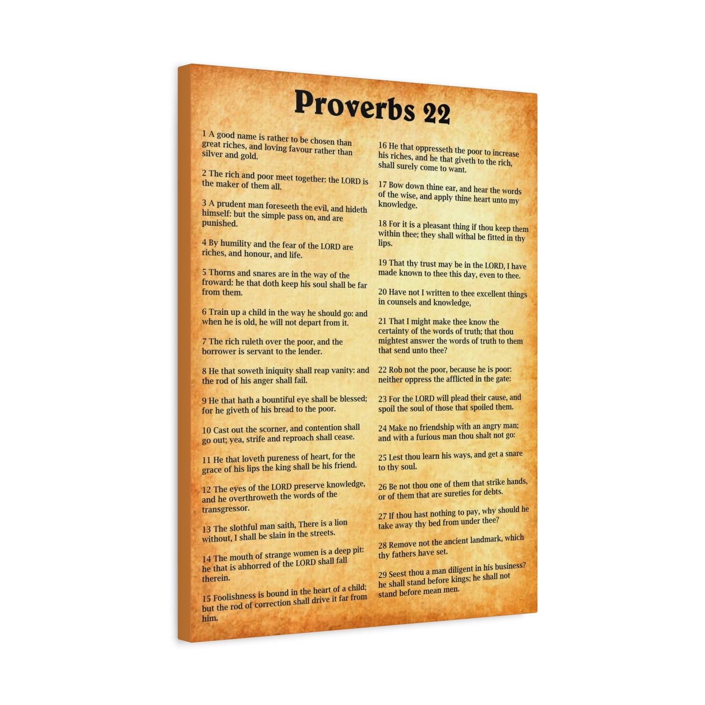Scripture Walls Proverbs Chapter 22 Gold Bible Canvas Christian Wall Art Ready to Hang Unframed