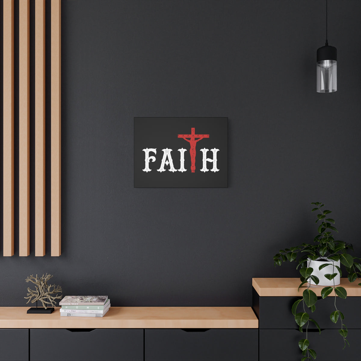 Scripture Canvas Faith Romans 10:17 Red Cross Christian Wall Art Bible Verse Print Ready to Hang