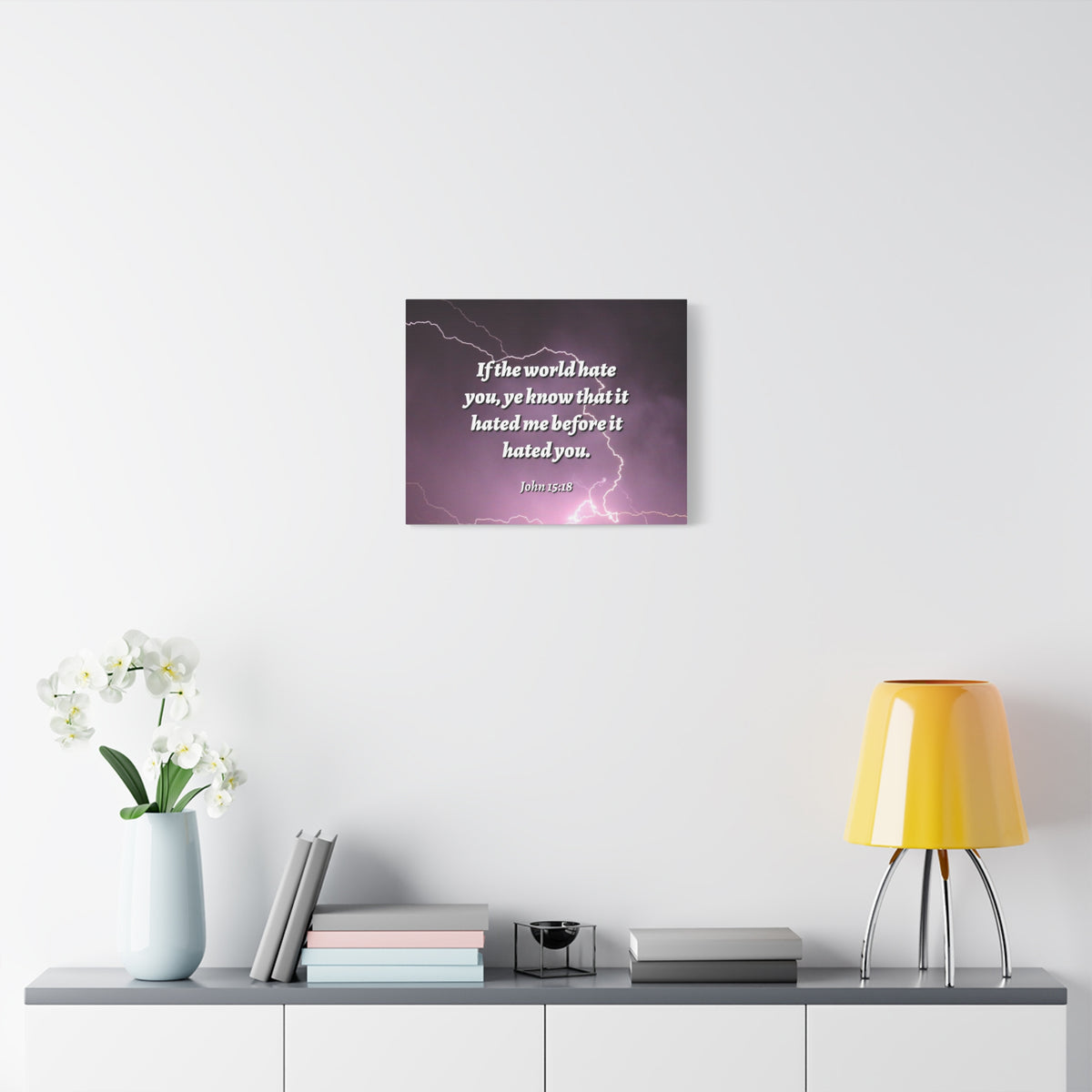 Scripture Canvas The World John 15:18 Christian Wall Art Bible Verse Print Ready to Hang