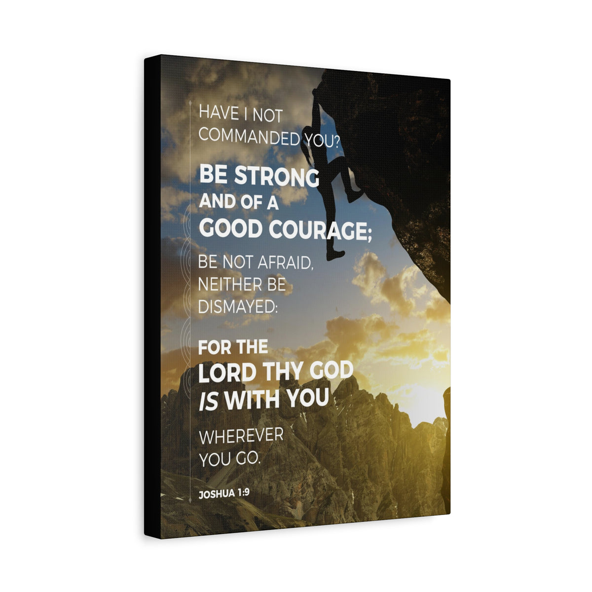 Scripture Canvas Be Strong Joshua 1:9 Mountain Christian Wall Art Bible Verse Print Ready to Hang