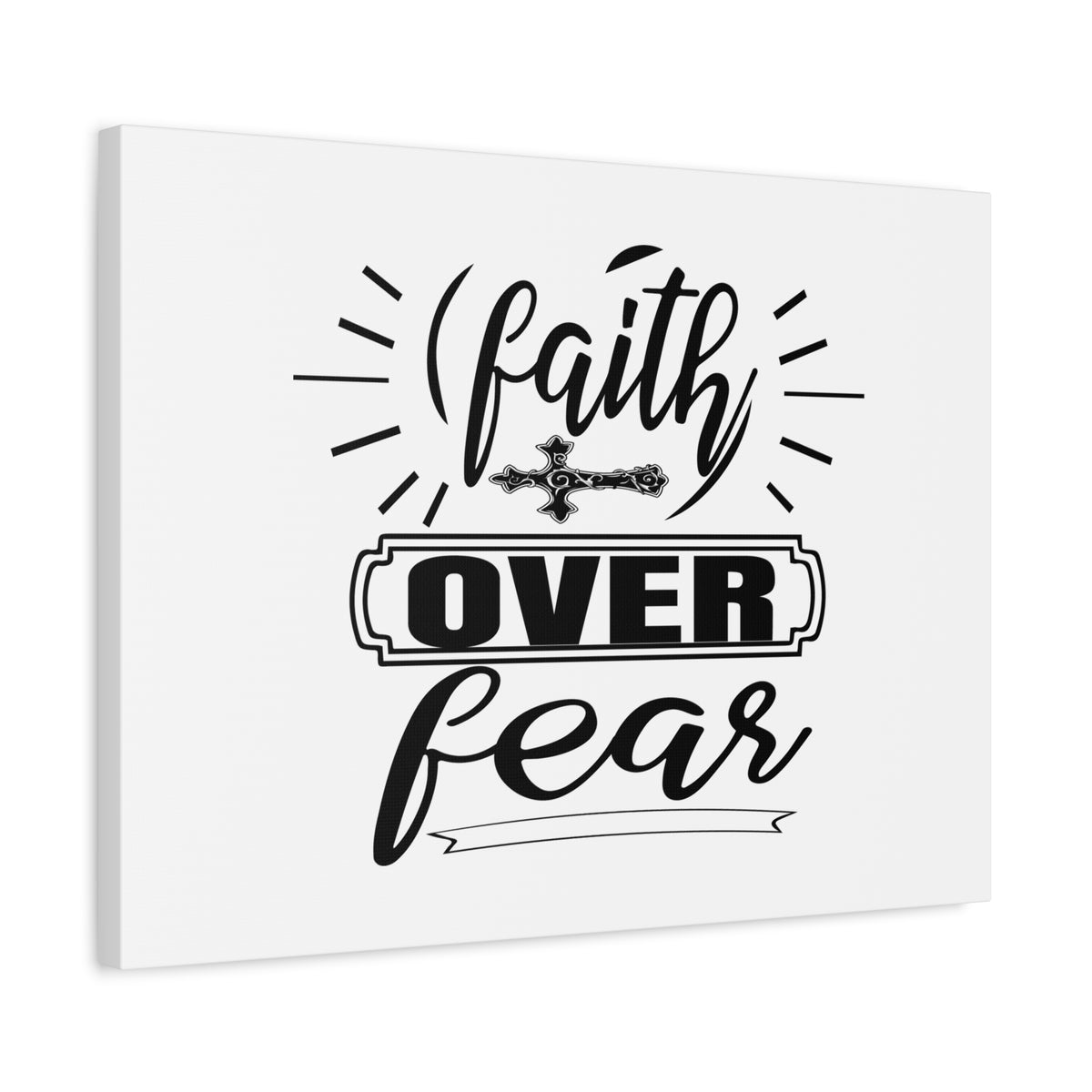 Scripture Canvas Faith Over Fear Mark 4:40 Side Cross Christian Wall Art Bible Verse Print Ready to Hang