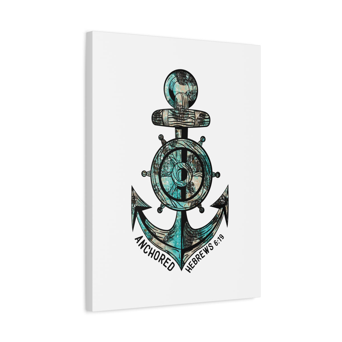 Scripture Canvas Blue Anchored Hebrews 6:19 Christian Wall Art Bible Verse Print Ready to Hang