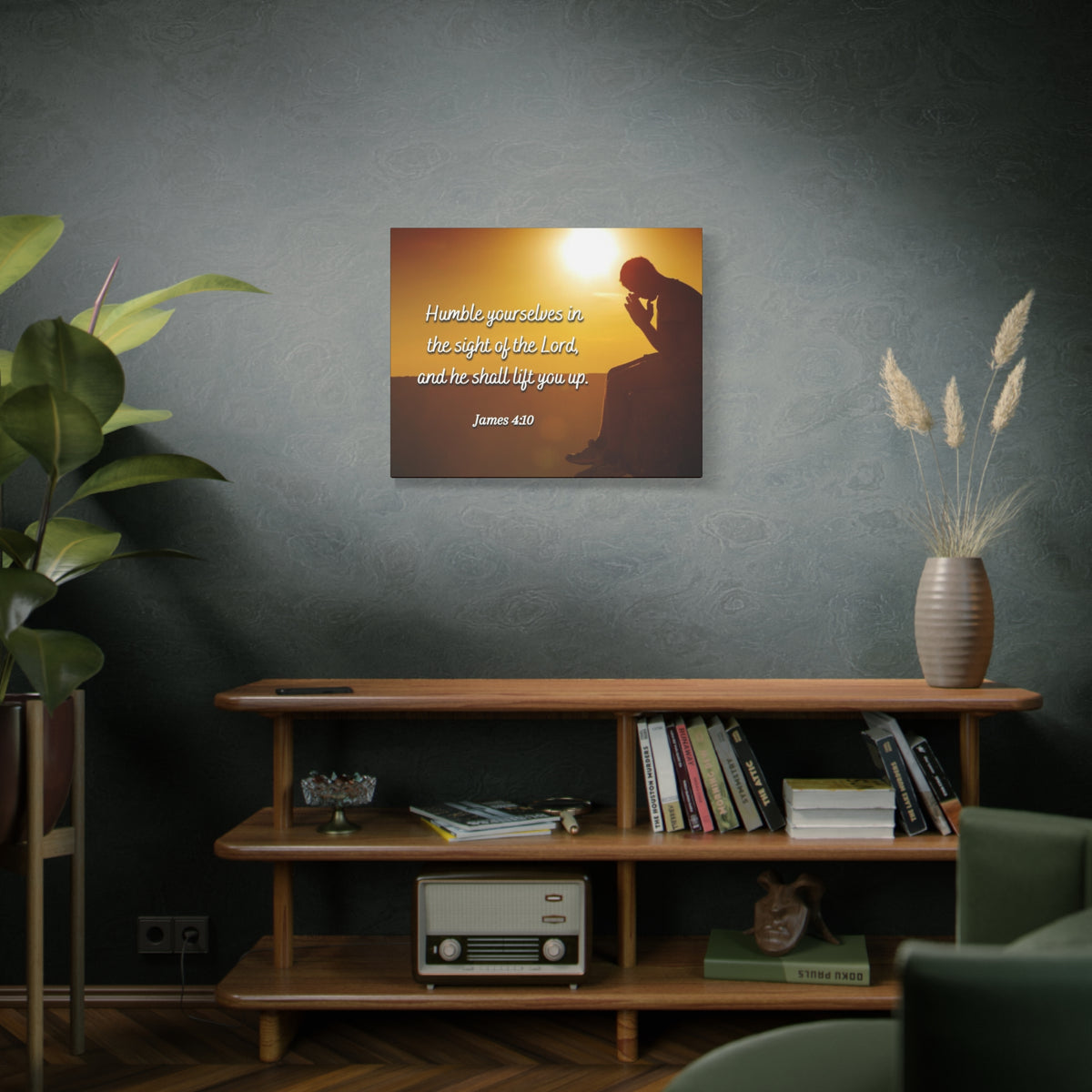 Scripture Canvas Humble Yourselves James 4:10 Christian Wall Art Bible Verse Print Ready to Hang