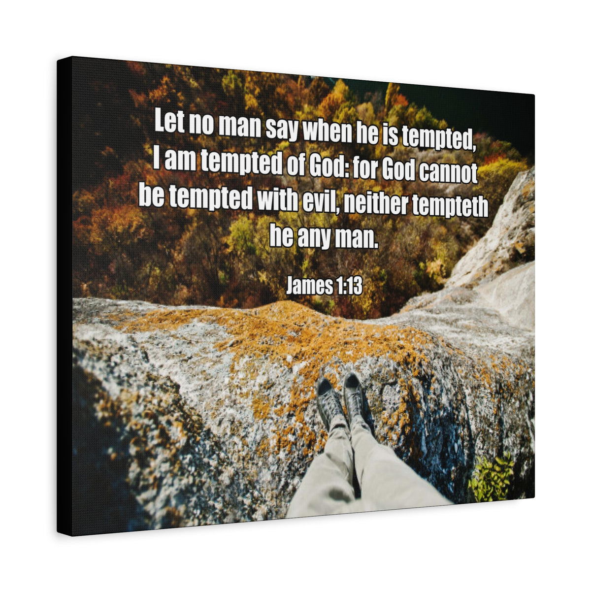 Scripture Canvas God Cannot Be Tempted James 1:13 Christian Wall Art Bible Verse Print Ready to Hang