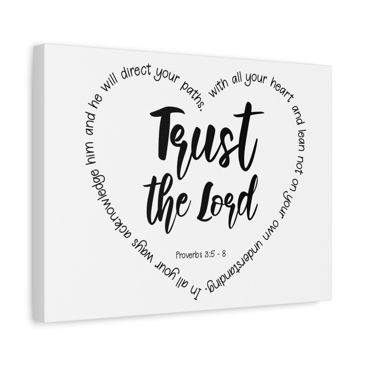 Scripture Canvas Trust The Lord Proverbs 3:5 - 8 Christian Wall Art Bible Verse Print Ready to Hang