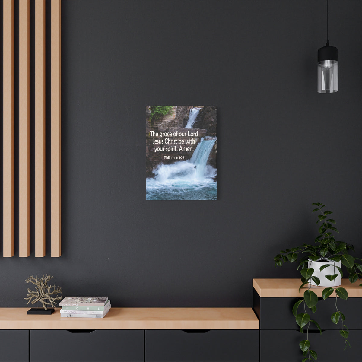 Scripture Canvas The Grace of Lord Philemon 1:25 Christian Wall Art Bible Verse Print Ready to Hang