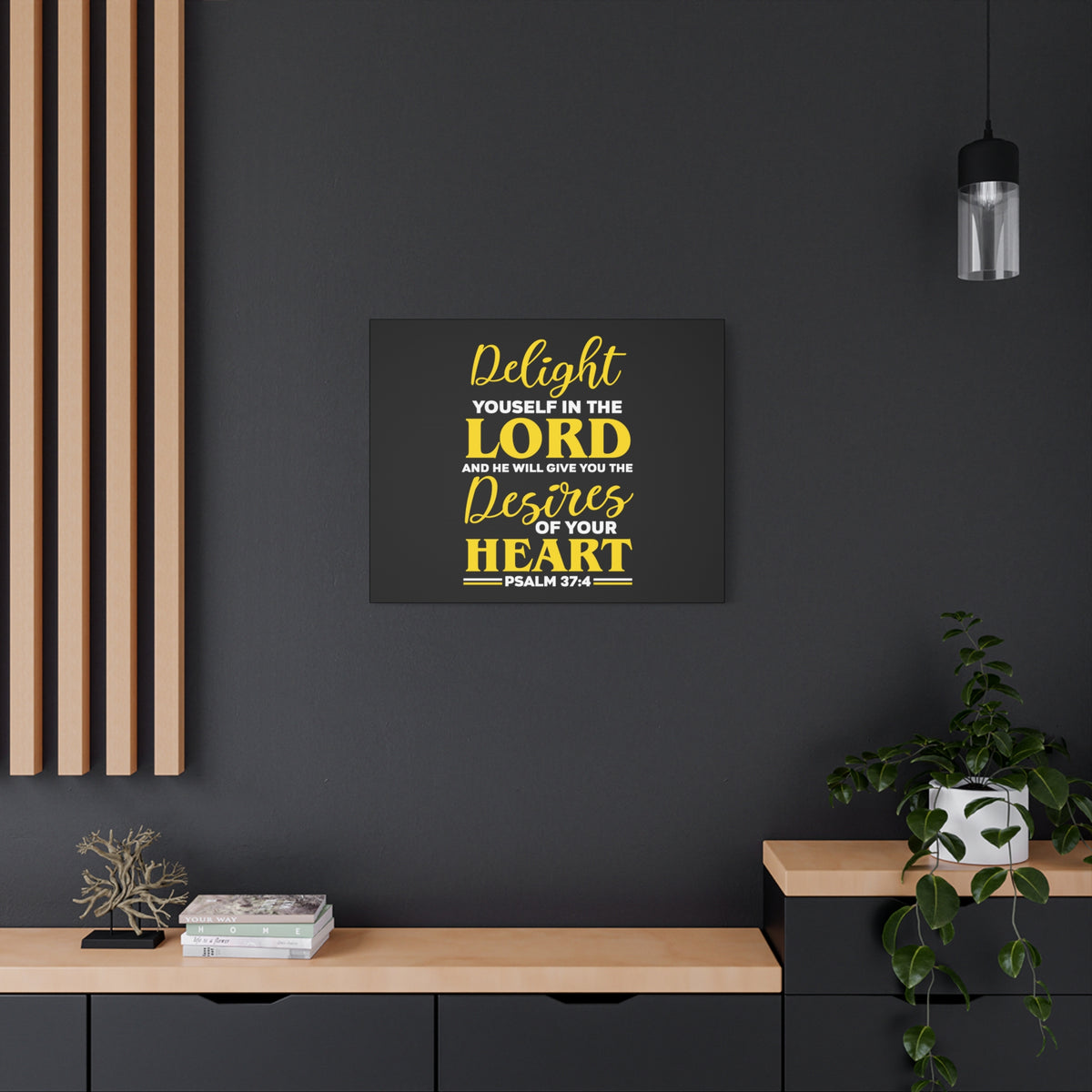 Scripture Canvas Desires Of Your Heart Psalm 37:4 Christian Wall Art Bible Verse Print Ready to Hang