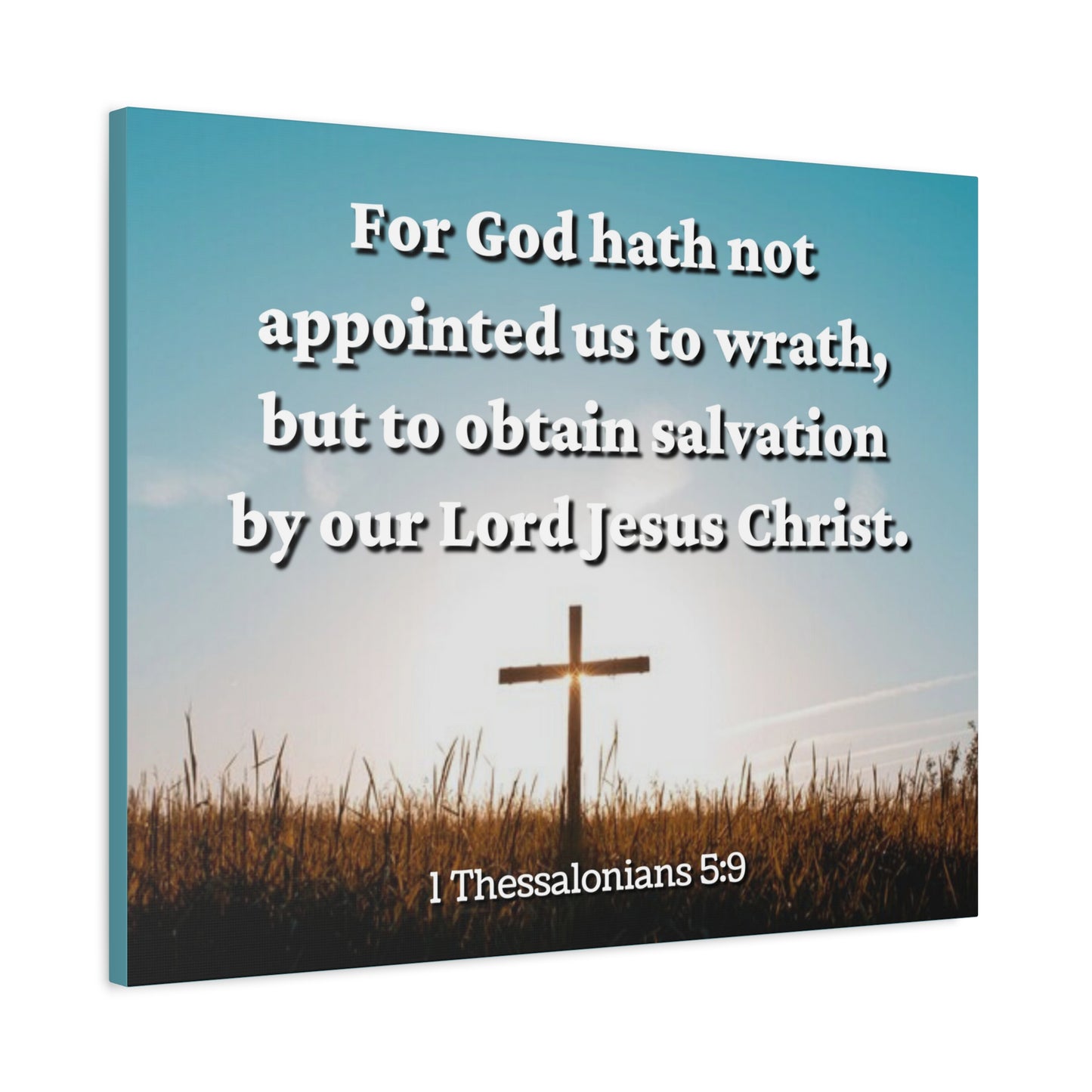 Scripture Canvas To Obtain Salvation 1 Thessalonians 5:9 Christian Wall Art Bible Verse Print Ready to Hang