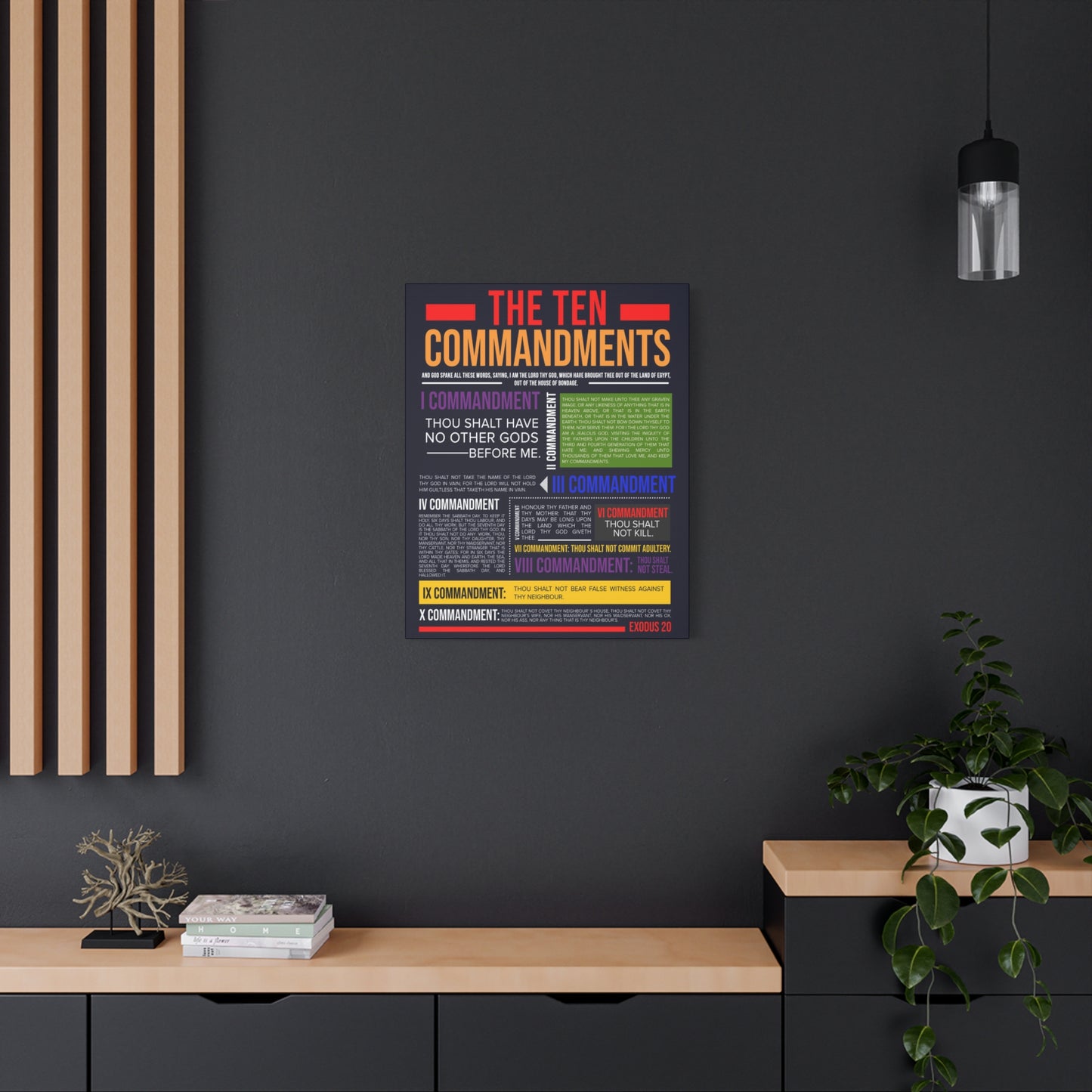 Ten Commandments Canvas Print Scripture Wall Art Christian Home Decor