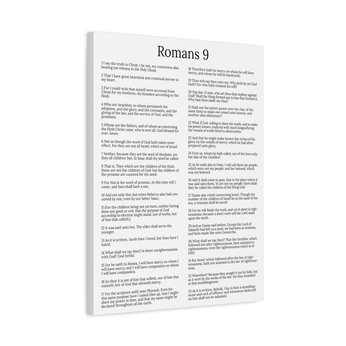 Scripture Walls Romans 9 Chapter White God’s Sovereign Choice Christian Wall Art Print Ready to Hang Unframed