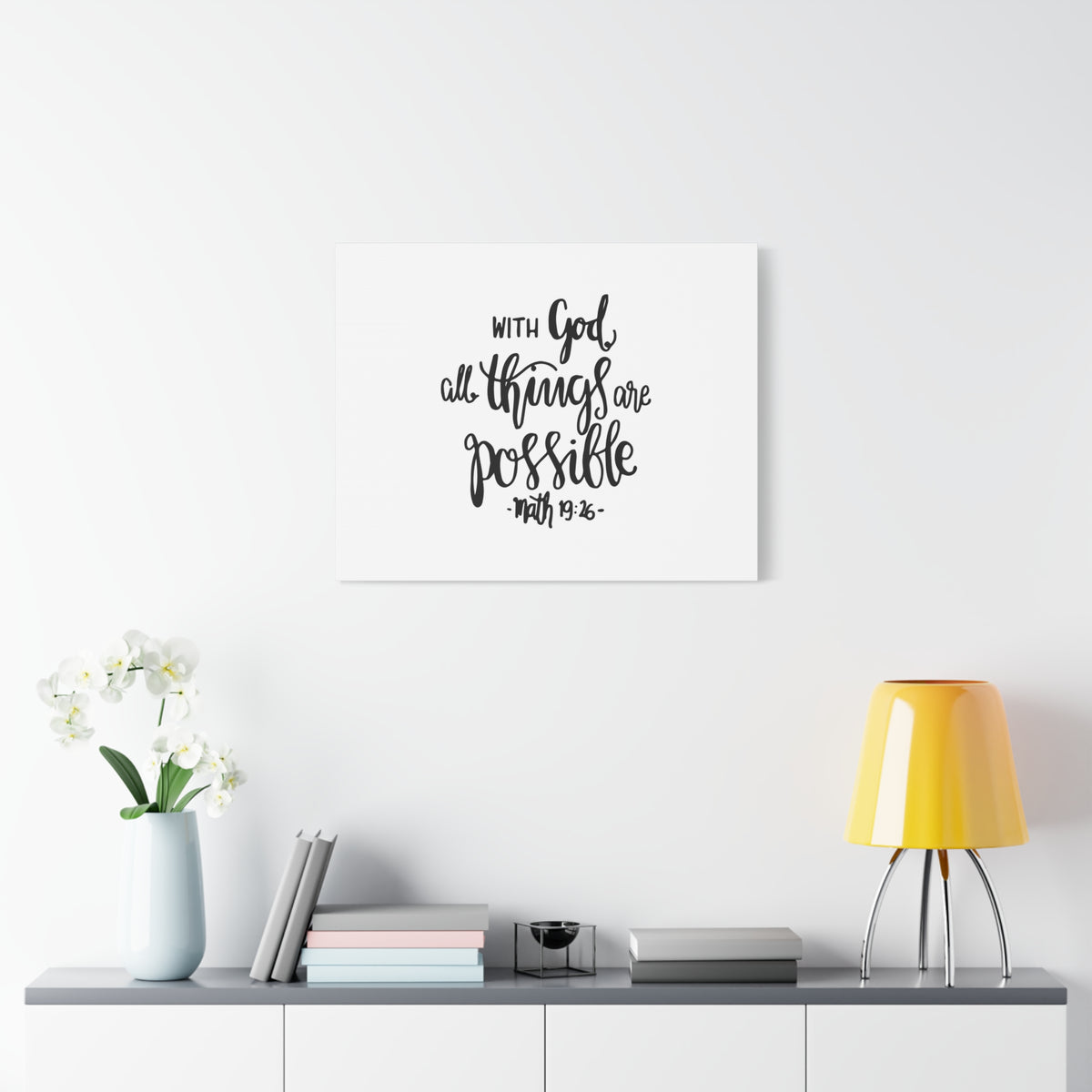 Scripture Canvas All Things Are Possible Math 19:26 Christian Wall Art Bible Verse Print Ready to Hang