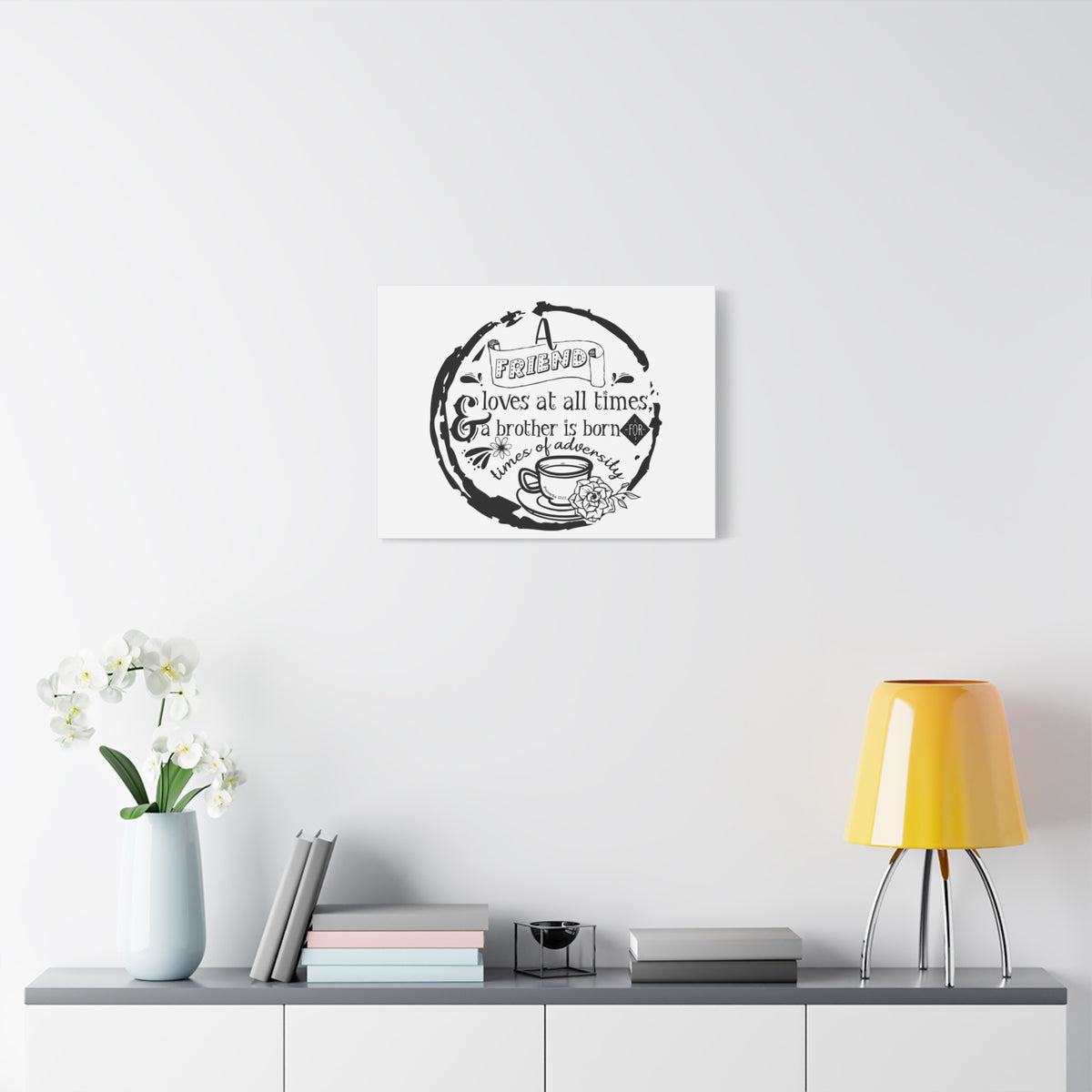 Scripture Canvas Loves At All Times Proverbs 17:17 Christian Wall Art Bible Verse Print Ready to Hang