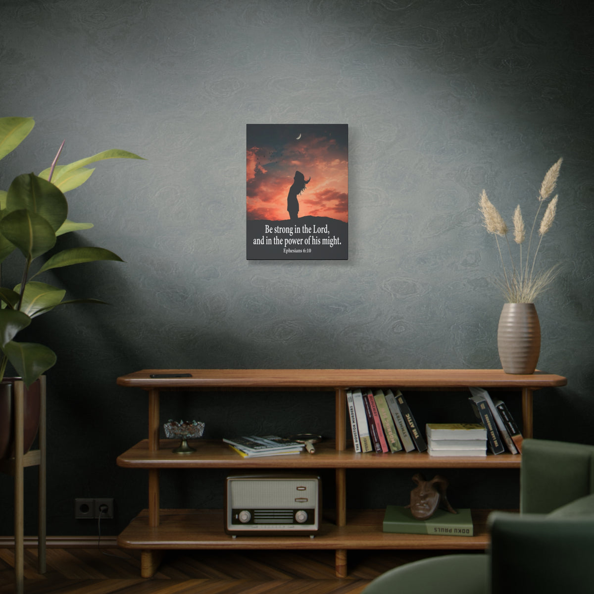 Scripture Canvas Be Strong in the Lord Ephesians 6:10 Christian Wall Art Bible Verse Print Ready to Hang