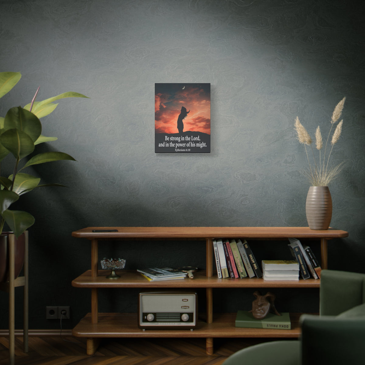 Scripture Canvas Be Strong in the Lord Ephesians 6:10 Christian Wall Art Bible Verse Print Ready to Hang