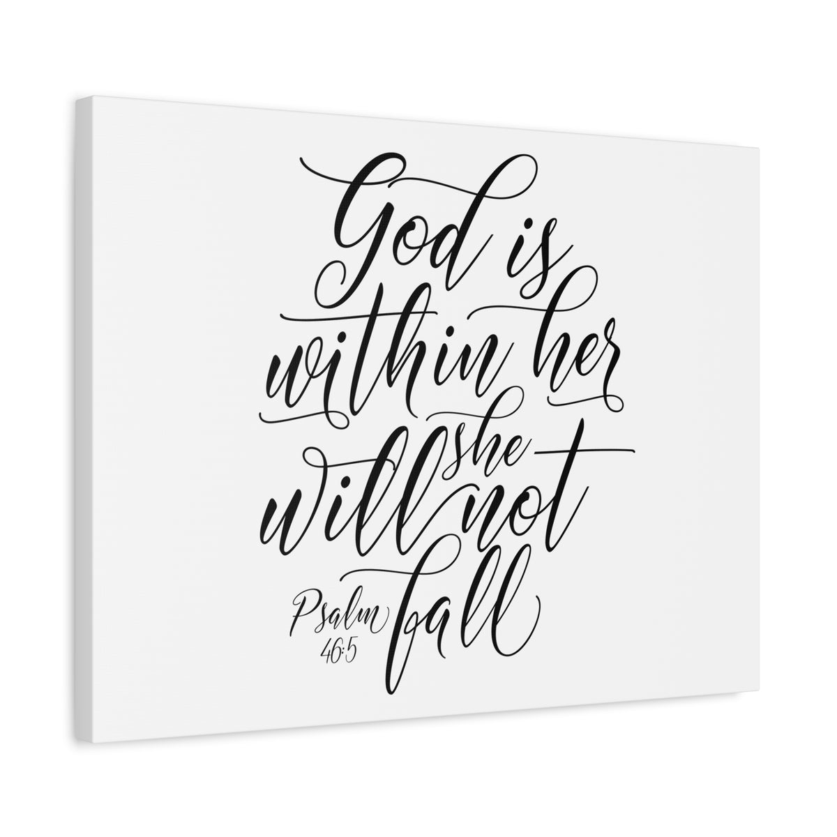 Scripture Canvas She Will Not Fall Psalm 46:5 Christian Wall Art Bible Verse Print Ready to Hang