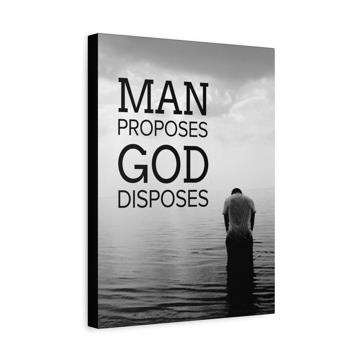 Scripture Canvas Man Proposes God Disposes Proverbs 19:21 Christian Home Décor Ready to Hang Wall Art Scripture