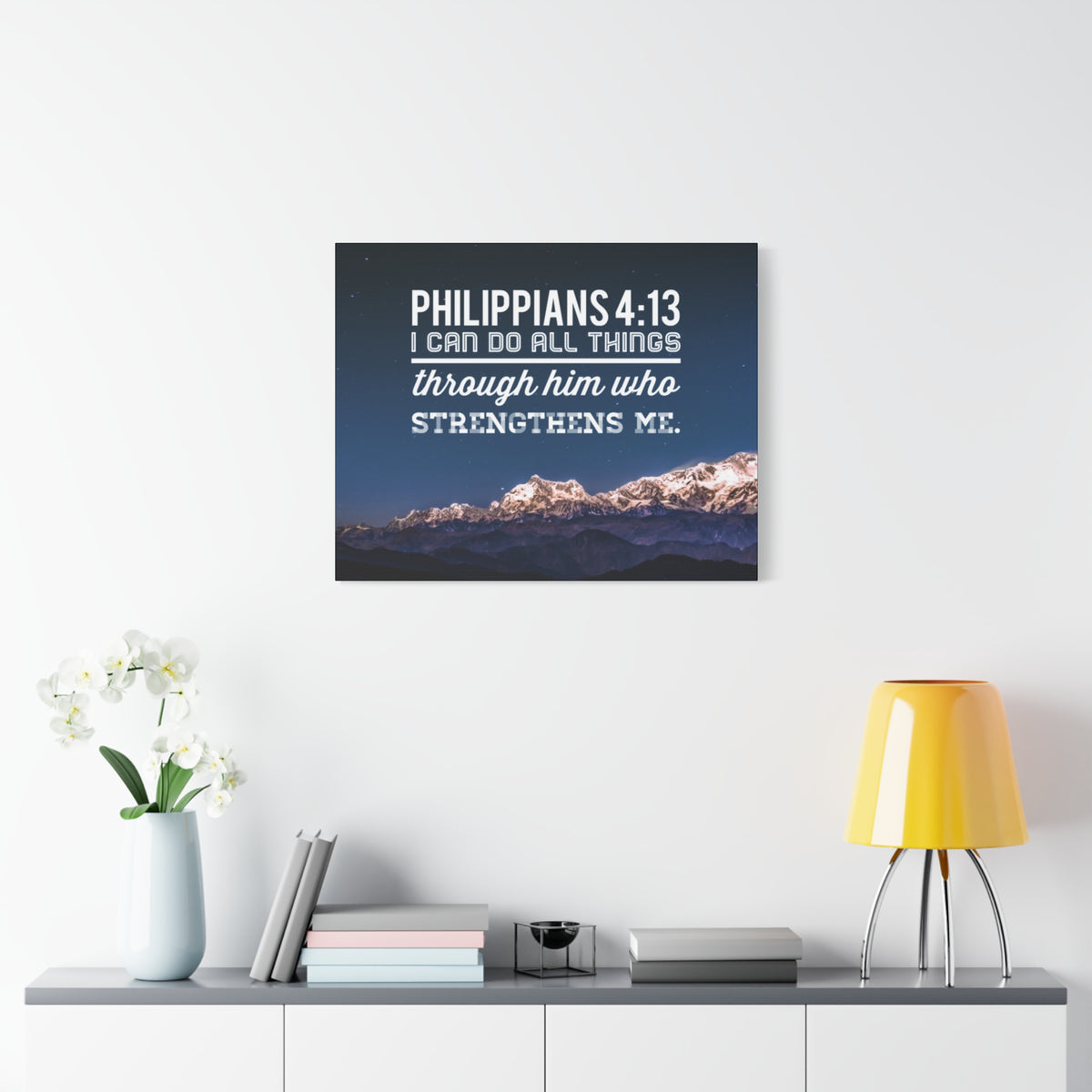 Scripture Canvas Strengthens Philippians 4:13 Blue Sky Christian Wall Art Bible Verse Print Ready to Hang
